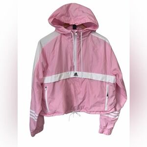 Adidas Girl's Pink and White Hooded Jacket